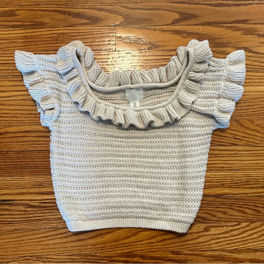 Knit Ruffle Sleeves Top